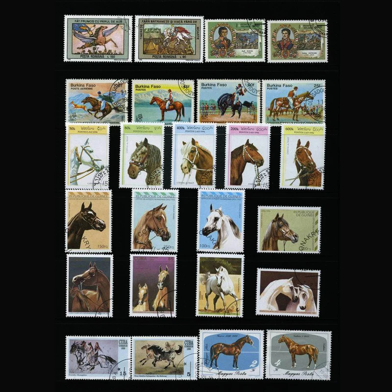 Collectible Vintage Postage Stamps - Posta Pulları 50 Farklı Atlar Vintage