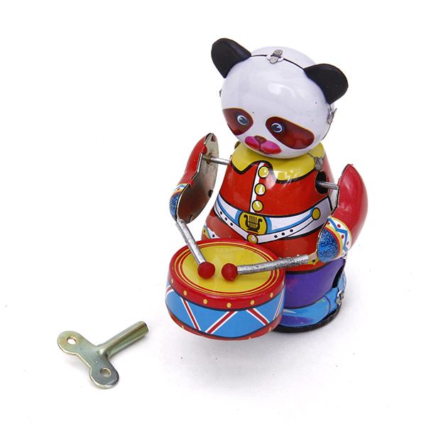 Vintage And Collectible Toys - Kurmalı Saat Mekanizmalı Panda Davulcu Oyuncak