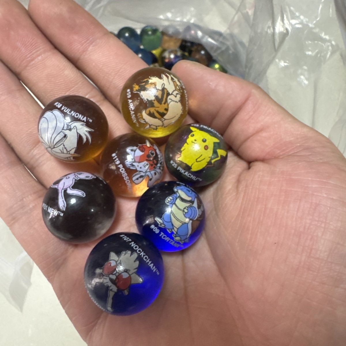 Vintage Collectible Marbles - Resmi Pokemon Seri Ürünleri, Amerikan Birinci