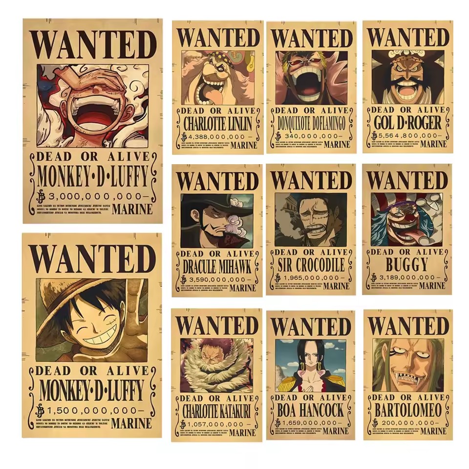 Vintage And Collectible Toys - Anime One Piece Bounty Aranıyor Posterleri