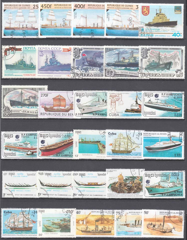 Collectible Vintage Postage Stamps - 100 Özel Gemiler Ve Yelkenli Pul